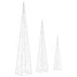vidaXL Set cono luz LED decorativo acrílico blanco cálido 30/45/60cm vidaXL Set cono luz LED decorativo acrílico blanco cálido 30/45/60cm