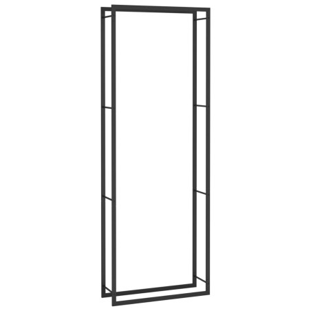 vidaXL Leñero de acero negro mate 80x28x222 cm