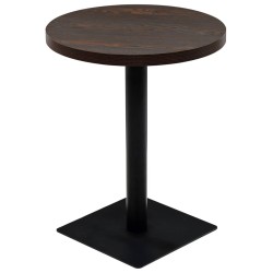 vidaXL Mesa de bar bistró MDF y acero redonda fresno oscuro 60x75 cm 
