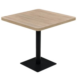 vidaXL Mesa bar bistró MDF y acero cuadrada color roble 80x80x75 cm 