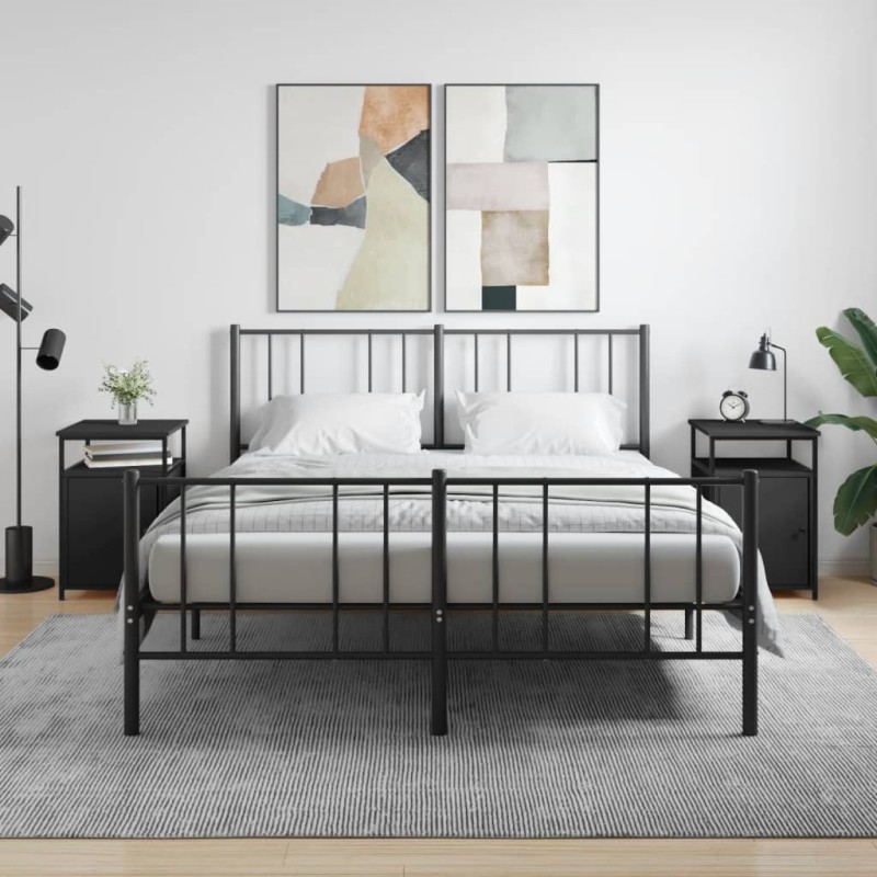 vidaXL Mesitas de noche 2 uds madera contrachapada negro 40x42x60 cm vidaXL Mesitas de noche 2 uds madera contrachapada negro 40x42x60 cm