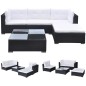 vidaXL Set de sofás de jardín 5 piezas y cojines ratán sintético negro vidaXL Set de sofás de jardín 5 piezas y cojines ratán sintético negro