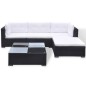 vidaXL Set de sofás de jardín 5 piezas y cojines ratán sintético negro vidaXL Set de sofás de jardín 5 piezas y cojines ratán sintético negro