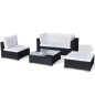 vidaXL Set de sofás de jardín 5 piezas y cojines ratán sintético negro vidaXL Set de sofás de jardín 5 piezas y cojines ratán sintético negro