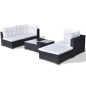 vidaXL Set de sofás de jardín 5 piezas y cojines ratán sintético negro vidaXL Set de sofás de jardín 5 piezas y cojines ratán sintético negro