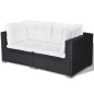 vidaXL Set de sofás de jardín 5 piezas y cojines ratán sintético negro vidaXL Set de sofás de jardín 5 piezas y cojines ratán sintético negro