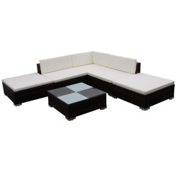 vidaXL Set muebles de jardín 6 piezas y cojines ratán sintético marrón