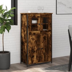 vidaXL Aparador alto madera contrachapada roble ahumado 62x32x106,5 cm