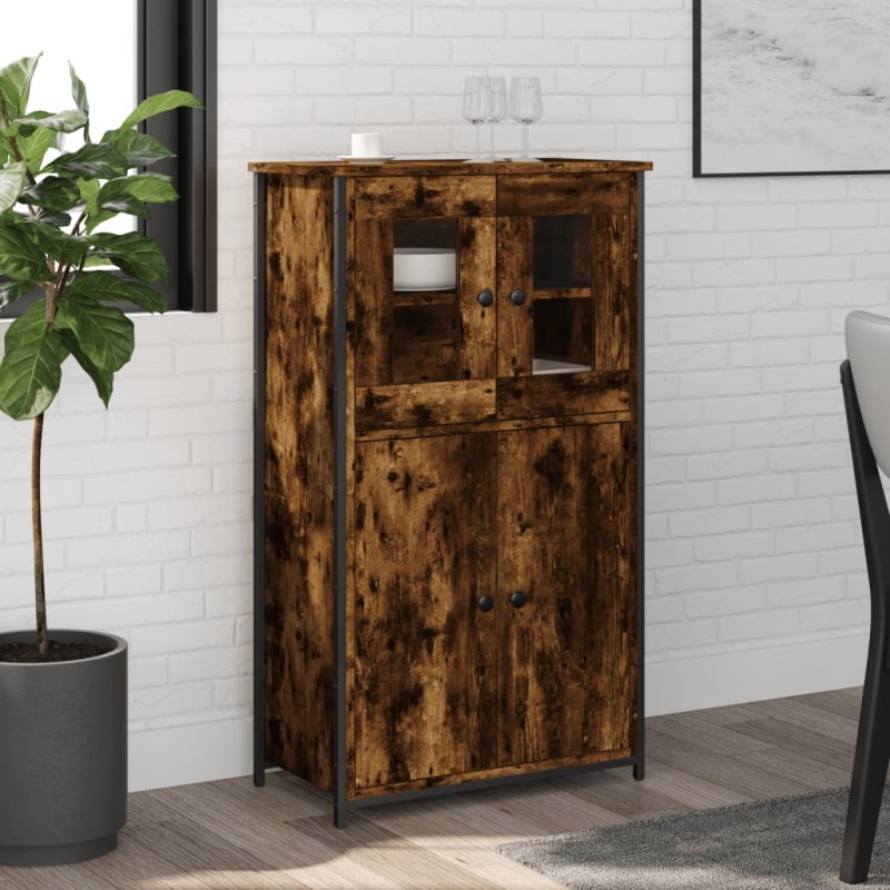 vidaXL Aparador alto madera contrachapada roble ahumado 62x32x106,5 cm vidaXL Aparador alto madera contrachapada roble ahumado 62x32x106,5 cm