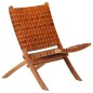 vidaXL Silla plegable de tiras cruzadas de cuero auténtico marrón vidaXL Silla plegable de tiras cruzadas de cuero auténtico marrón