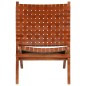 vidaXL Silla plegable de tiras cruzadas de cuero auténtico marrón vidaXL Silla plegable de tiras cruzadas de cuero auténtico marrón