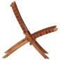 vidaXL Silla plegable de tiras cruzadas de cuero auténtico marrón vidaXL Silla plegable de tiras cruzadas de cuero auténtico marrón