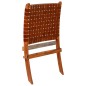vidaXL Silla plegable de tiras cruzadas de cuero auténtico marrón vidaXL Silla plegable de tiras cruzadas de cuero auténtico marrón