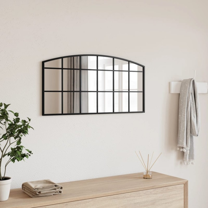 vidaXL Espejo de pared arco de hierro negro 80x40 cm vidaXL Espejo de pared arco de hierro negro 80x40 cm