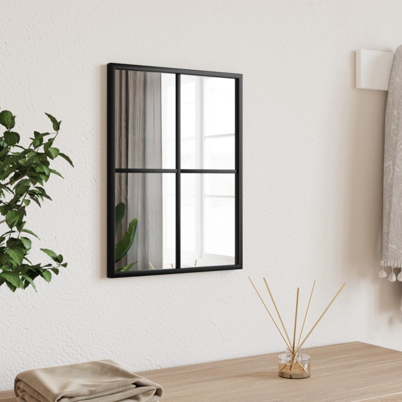 vidaXL Espejo de pared rectangular de hierro negro 30x40 cm vidaXL Espejo de pared rectangular de hierro negro 30x40 cm