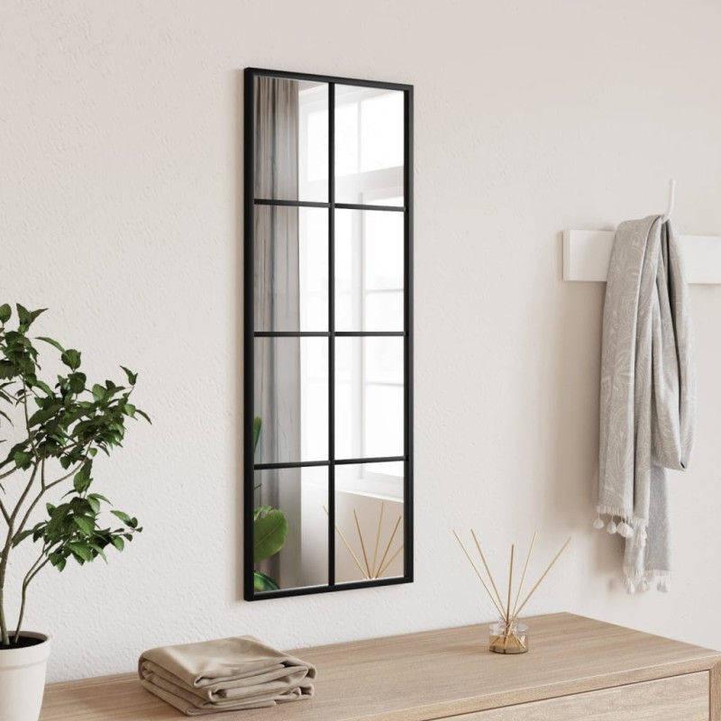 vidaXL Espejo de pared rectangular de hierro negro 30x80 cm vidaXL Espejo de pared rectangular de hierro negro 30x80 cm