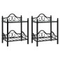 vidaXL Mesitas de noche acero vidrio templado 45x30,5x60cm negro 2uds vidaXL Mesitas de noche acero vidrio templado 45x30,5x60cm negro 2uds