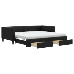 vidaXL Sofá cama nido con cajones tela negro 100x200 cm