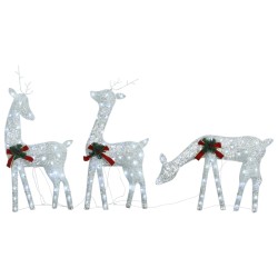 vidaXL Familia renos de Navidad malla blanca frío blanco 270x7x90 cm