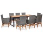 vidaXL Set comedor jardín 9 pzas ratán sintético y madera acacia gris vidaXL Set comedor jardín 9 pzas ratán sintético y madera acacia gris