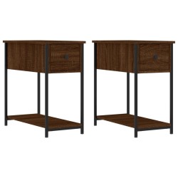 vidaXL Mesitas noche 2 uds madera ingeniería marrón roble 30x60x60 cm