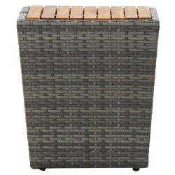 vidaXL Mesa de centro ratán PE y madera de acacia gris 41,5x41,5x43 cm