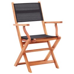 vidaXL Sillas plegables jardín 2 uds madera eucalipto textilene negro