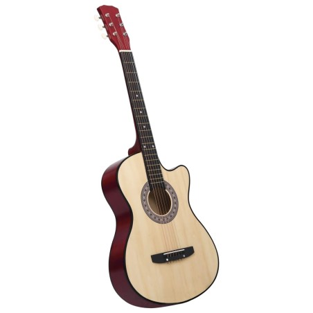 vidaXL Guitarra acústica con cutaway 6 cuerdas madera tilo 38"     