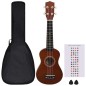 vidaXL Juego de ukelele soprano para niños con funda madera oscura 21" vidaXL Juego de ukelele soprano para niños con funda madera oscura 21"