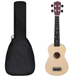 vidaXL Juego de ukelele soprano para niños con funda madera clara 23"