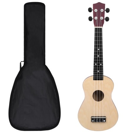 vidaXL Juego de ukelele soprano para niños con funda madera clara 23"