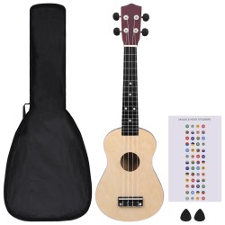 vidaXL Juego de ukelele soprano para niños con funda madera clara 23"