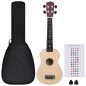 vidaXL Juego de ukelele soprano para niños con funda madera clara 23" vidaXL Juego de ukelele soprano para niños con funda madera clara 23"