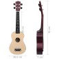 vidaXL Juego de ukelele soprano para niños con funda madera clara 23" vidaXL Juego de ukelele soprano para niños con funda madera clara 23"