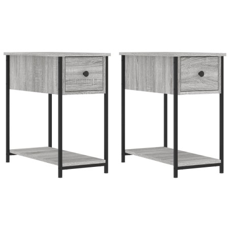 vidaXL Mesitas noche 2 uds madera ingeniería gris Sonoma 30x60x60 cm
