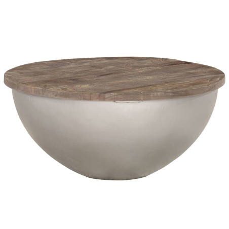 vidaXL Mesa de centro con forma de cuenco madera maciza mango Ø60 cm