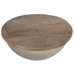 vidaXL Mesa de centro con forma de cuenco madera maciza mango Ø60 cm