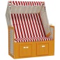 vidaXL Silla playa Strandkorb dosel ratán sintético madera rojo blanco vidaXL Silla playa Strandkorb dosel ratán sintético madera rojo blanco