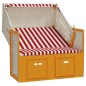 vidaXL Silla playa Strandkorb dosel ratán sintético madera rojo blanco vidaXL Silla playa Strandkorb dosel ratán sintético madera rojo blanco