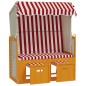 vidaXL Silla playa Strandkorb dosel ratán sintético madera rojo blanco vidaXL Silla playa Strandkorb dosel ratán sintético madera rojo blanco