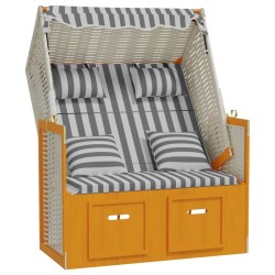 vidaXL Silla Strandkorb con cojines ratán sintético madera blanco gris