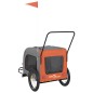 vidaXL Remolque de bicicleta mascotas hierro tela Oxford naranja gris vidaXL Remolque de bicicleta mascotas hierro tela Oxford naranja gris