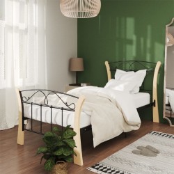 vidaXL Estructura de cama de metal negra 90x200 cm