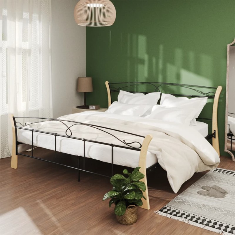 vidaXL Estructura de cama de metal negra 180x200 cm vidaXL Estructura de cama de metal negra 180x200 cm