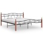 vidaXL Estructura de cama madera maciza roble metal negro 200x200 cm vidaXL Estructura de cama madera maciza roble metal negro 200x200 cm