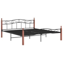 vidaXL Estructura de cama madera maciza roble metal negro 200x200 cm