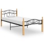 vidaXL Estructura de cama madera maciza roble metal negro 100x200 cm vidaXL Estructura de cama madera maciza roble metal negro 100x200 cm