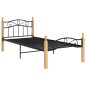vidaXL Estructura de cama madera maciza roble metal negro 100x200 cm vidaXL Estructura de cama madera maciza roble metal negro 100x200 cm