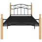 vidaXL Estructura de cama madera maciza roble metal negro 100x200 cm vidaXL Estructura de cama madera maciza roble metal negro 100x200 cm