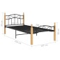 vidaXL Estructura de cama madera maciza roble metal negro 100x200 cm vidaXL Estructura de cama madera maciza roble metal negro 100x200 cm